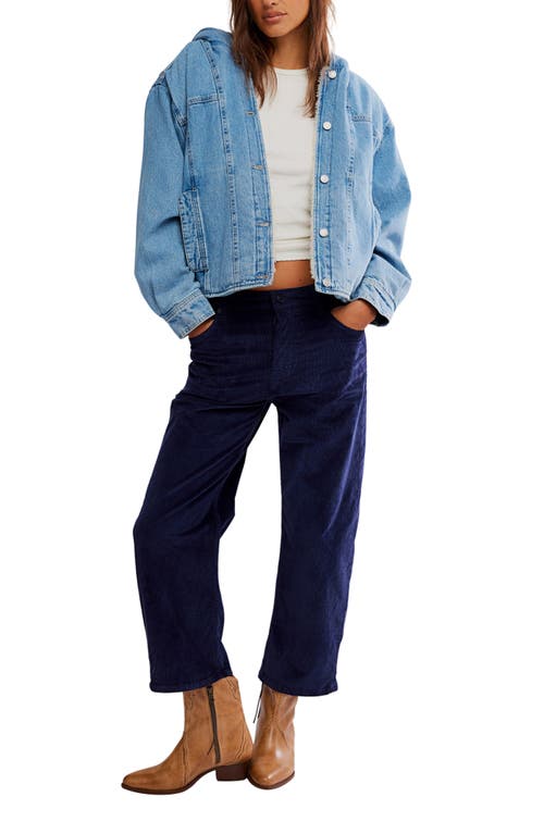 Free People We The Free Asher Faux Shearling Lined Denim Jacket In Blue