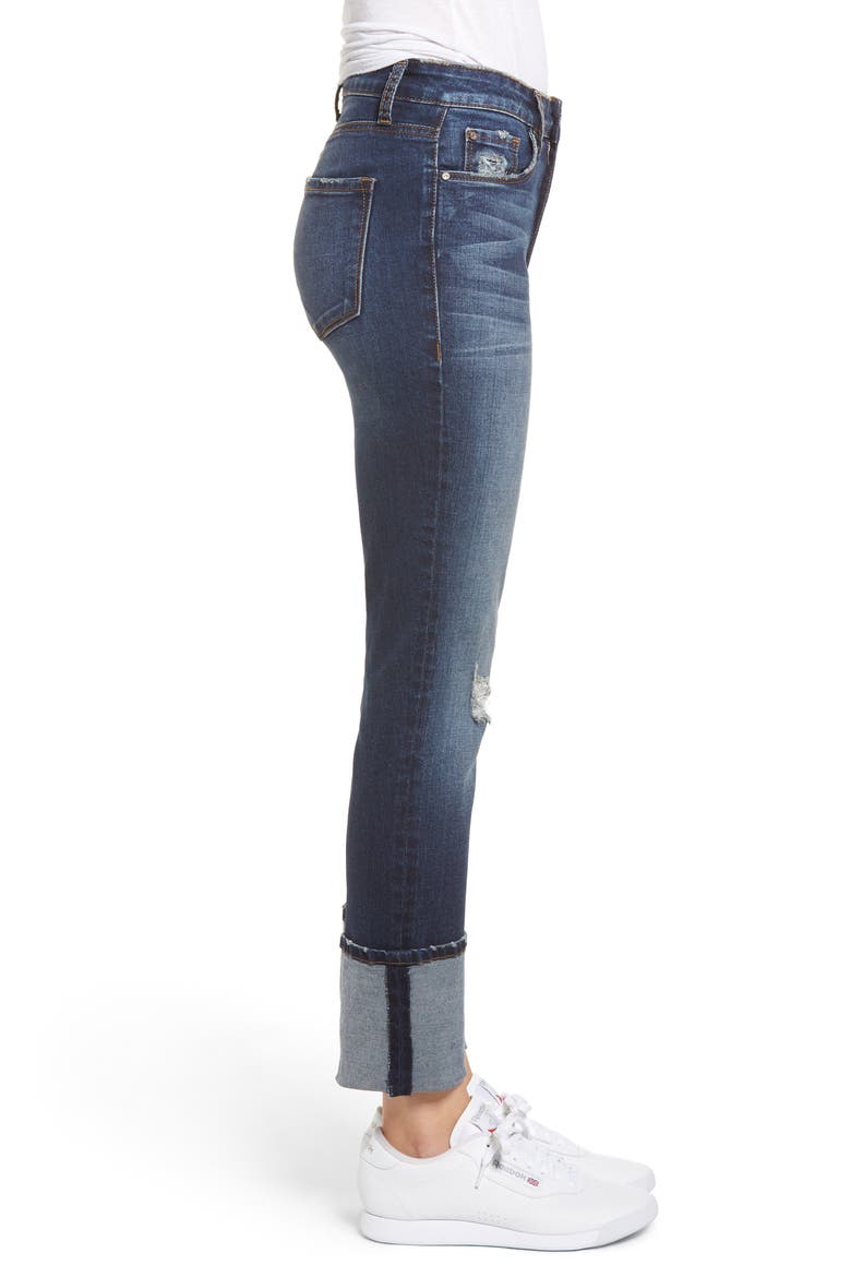 Cuffed Skinny Jeans, Alternate, color, DARK VINTAGE WASH