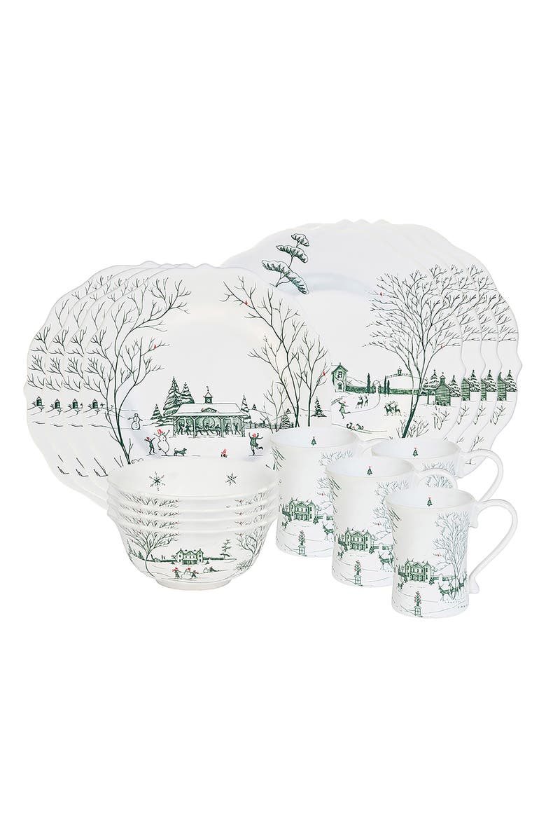 Juliska Country Estate Winter Frolic 16-Piece Dinnerware Set, Main, color, Evergreen