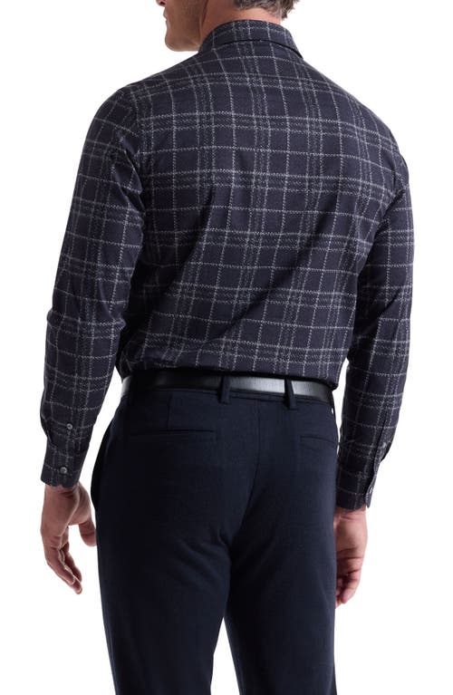 Bugatchi Julian Shaped Fit Plaid Stretch Cotton Button-up Shirt In Black