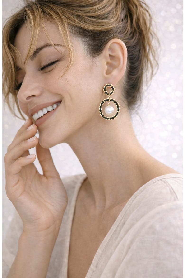 Liana Faux Pearl Drop Earrings, Alternate, color, GOLD