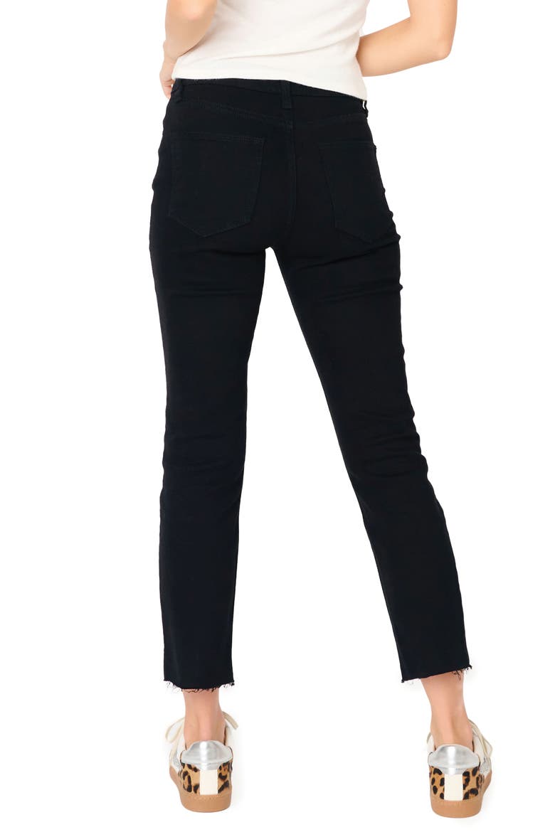 Essential High Waist Raw Hem Crop Jeans, Alternate, color, BLACK