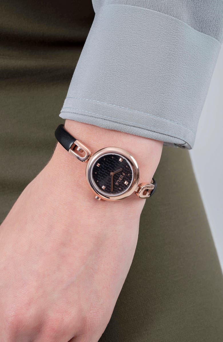 Furla Bangle Leather Strap Watch, 28mm, Alternate, color, 