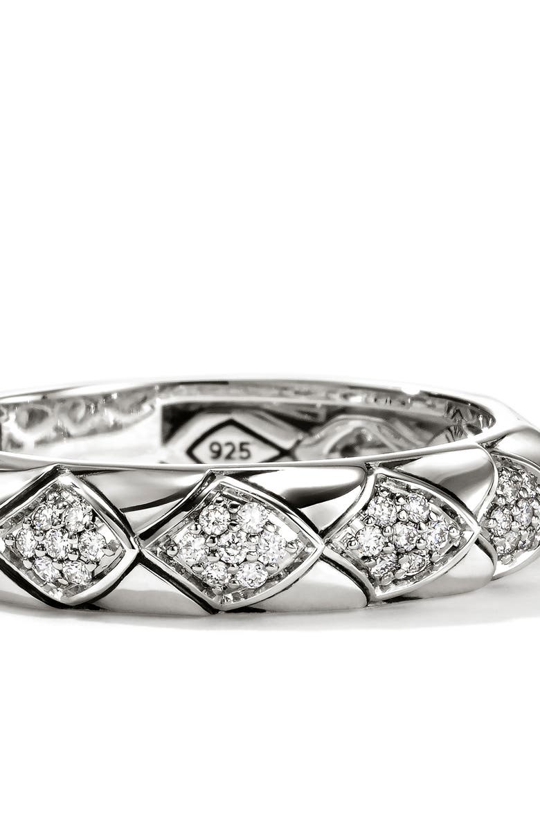 John Hardy Naga Sterling Silver & Diamond Band Ring, Alternate, color, Silver