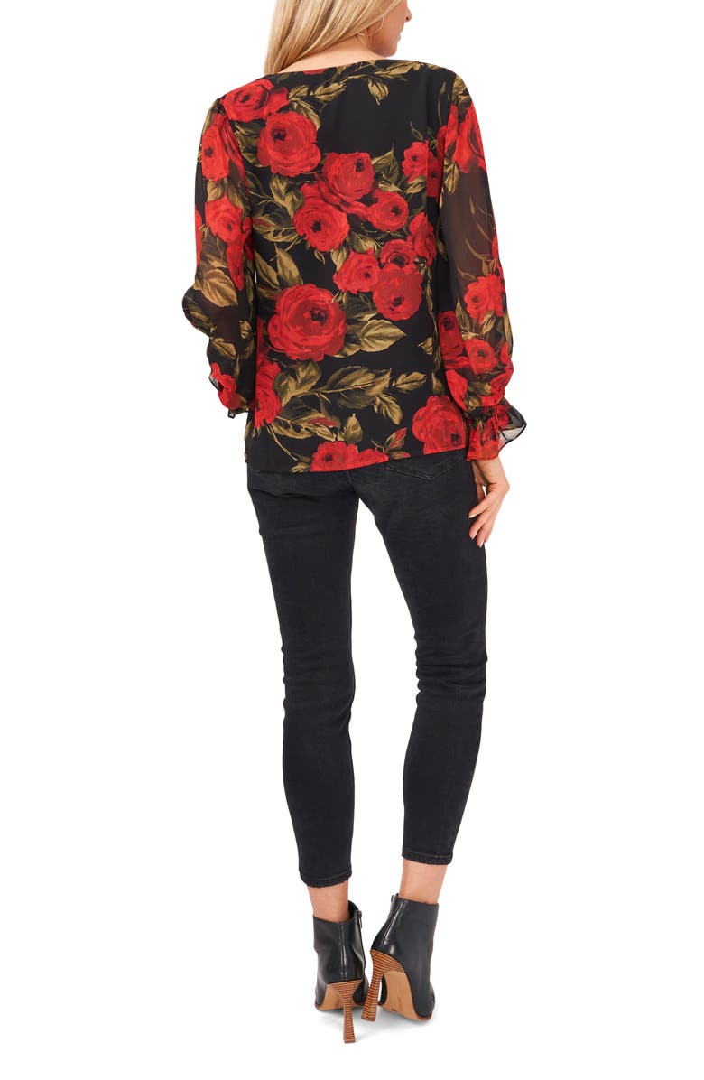 Vince Camuto Floral Print Long Sleeve Blouse, Alternate, color, 