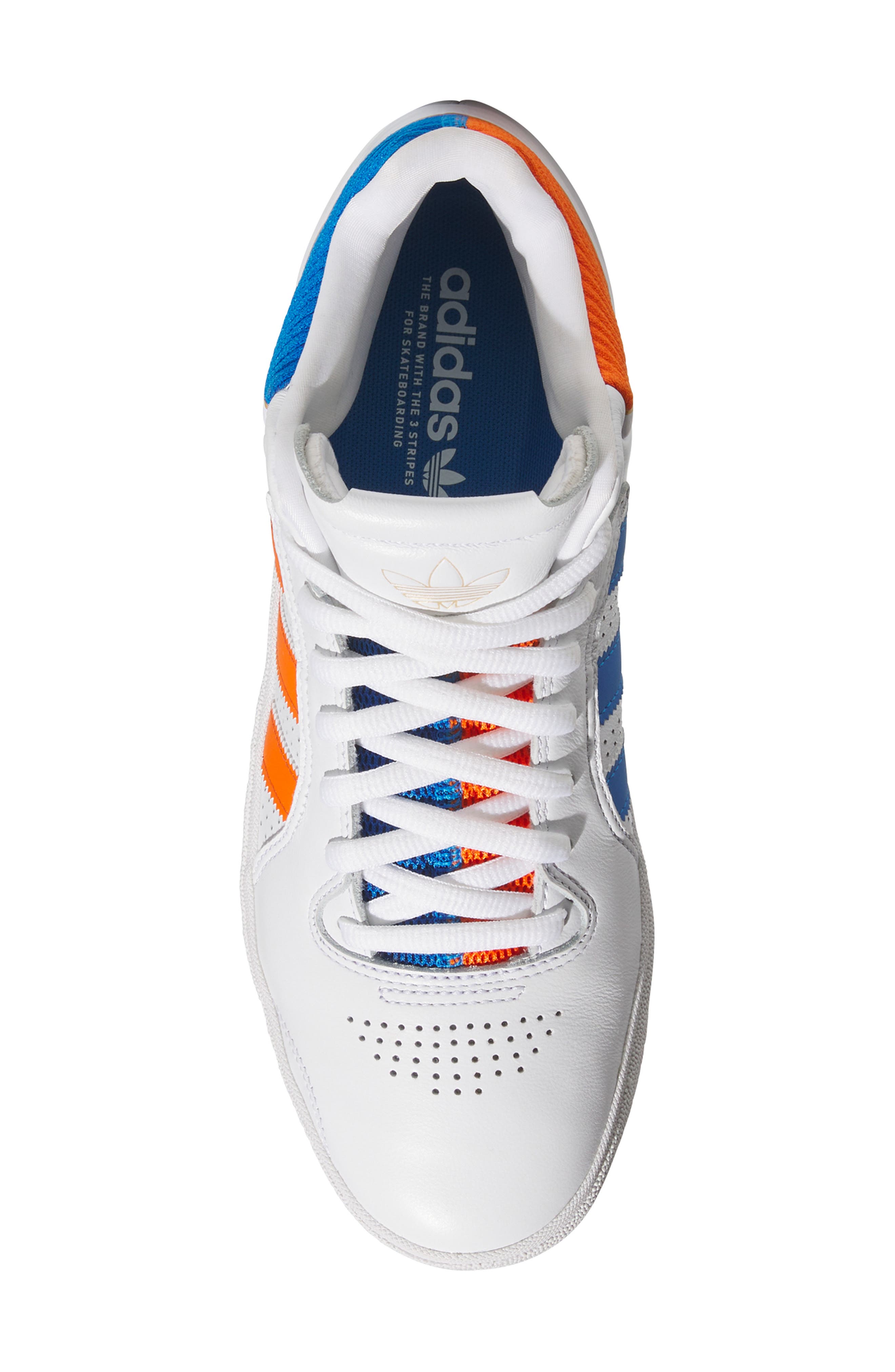 adidas Tyshawn Skateboarding Sneaker, Alternate, color, White/ Orange/ Blue Bird