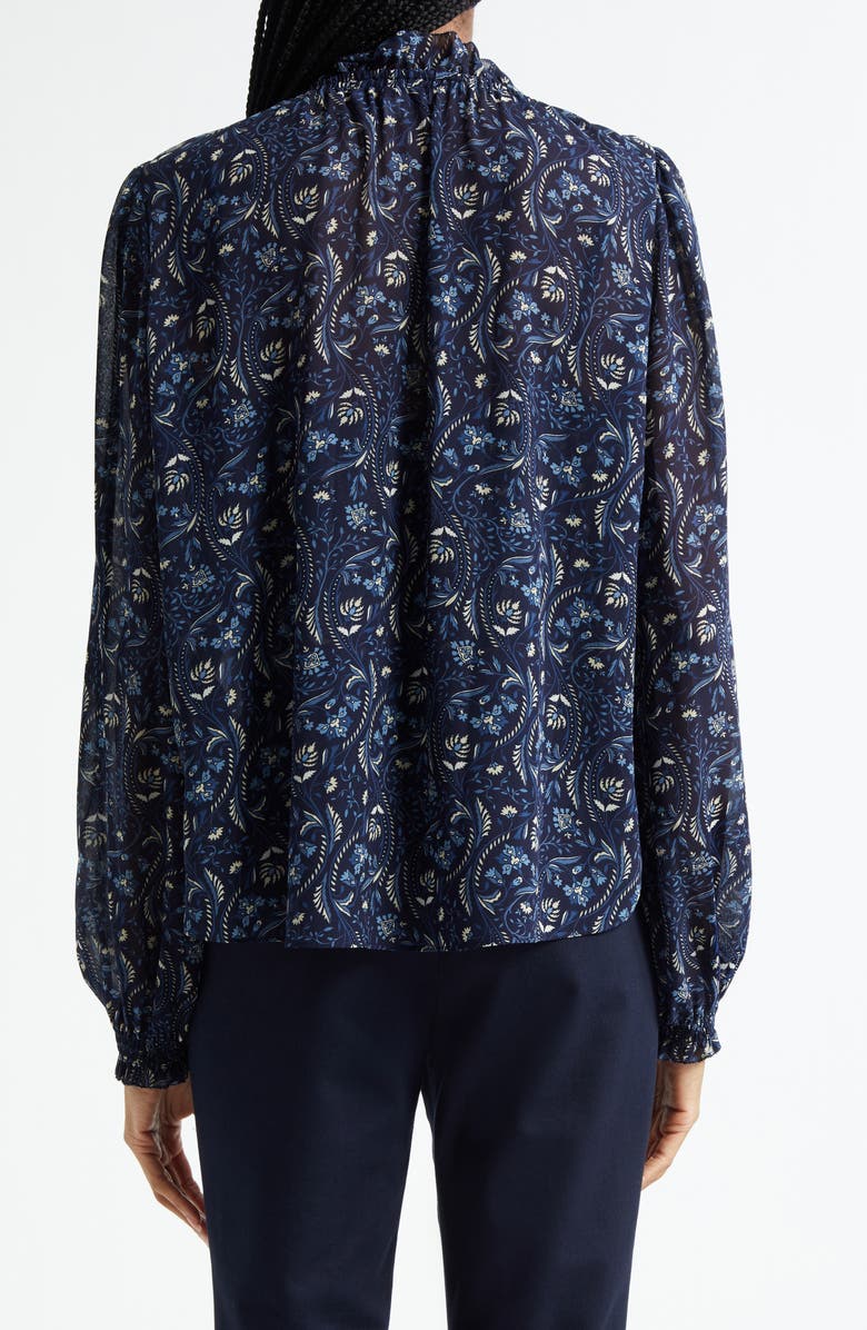 Veronica Beard Hickory Floral Paisley Top, Alternate, color, Navy Multi