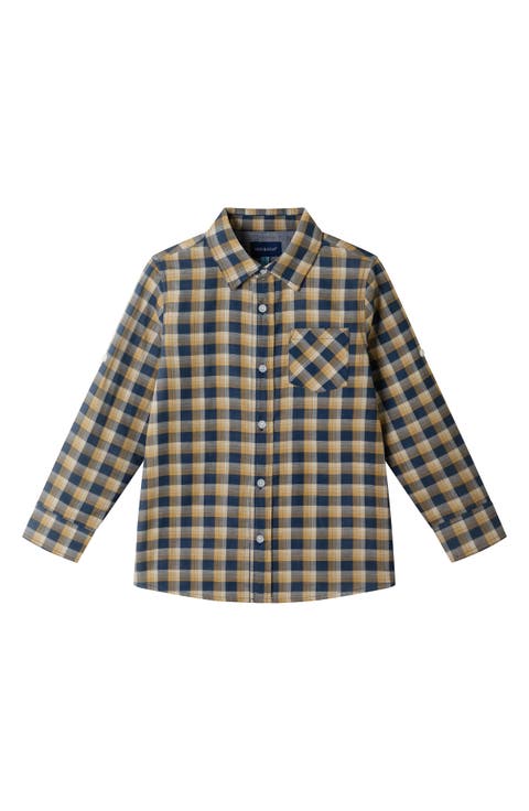 Kids' Plaid Cotton Button-Up Shirt (Toddler, Little Kid & Big Kid)