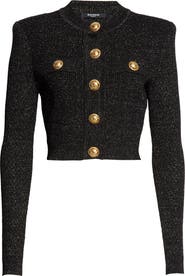 Balmain Metallic Knit Crop Sweater