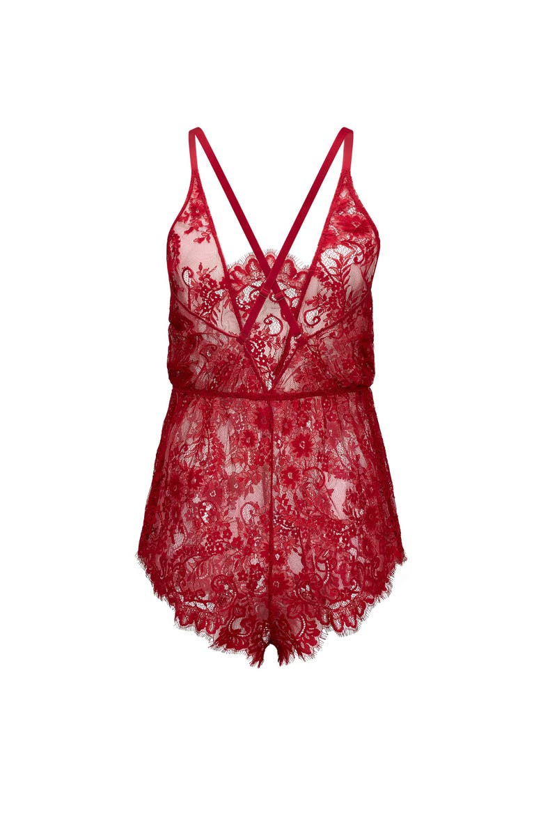 Jasmin Romper Lingerie, Alternate, color, Dark red