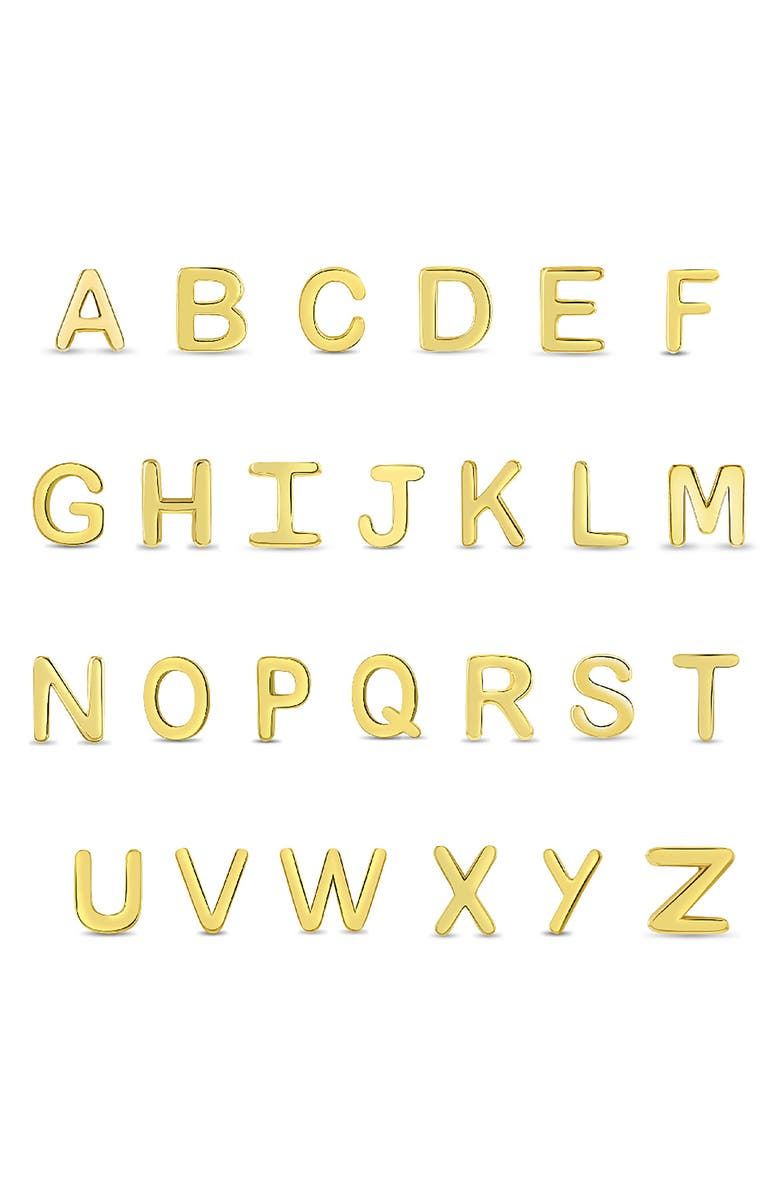 In Season Jewelry 14k Itsy Bitsy Initial Letter Earrings, Alternate, color, Letter F