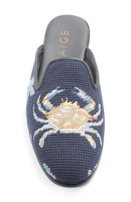 Bypaige Needlepoint Crab Mule In Navy