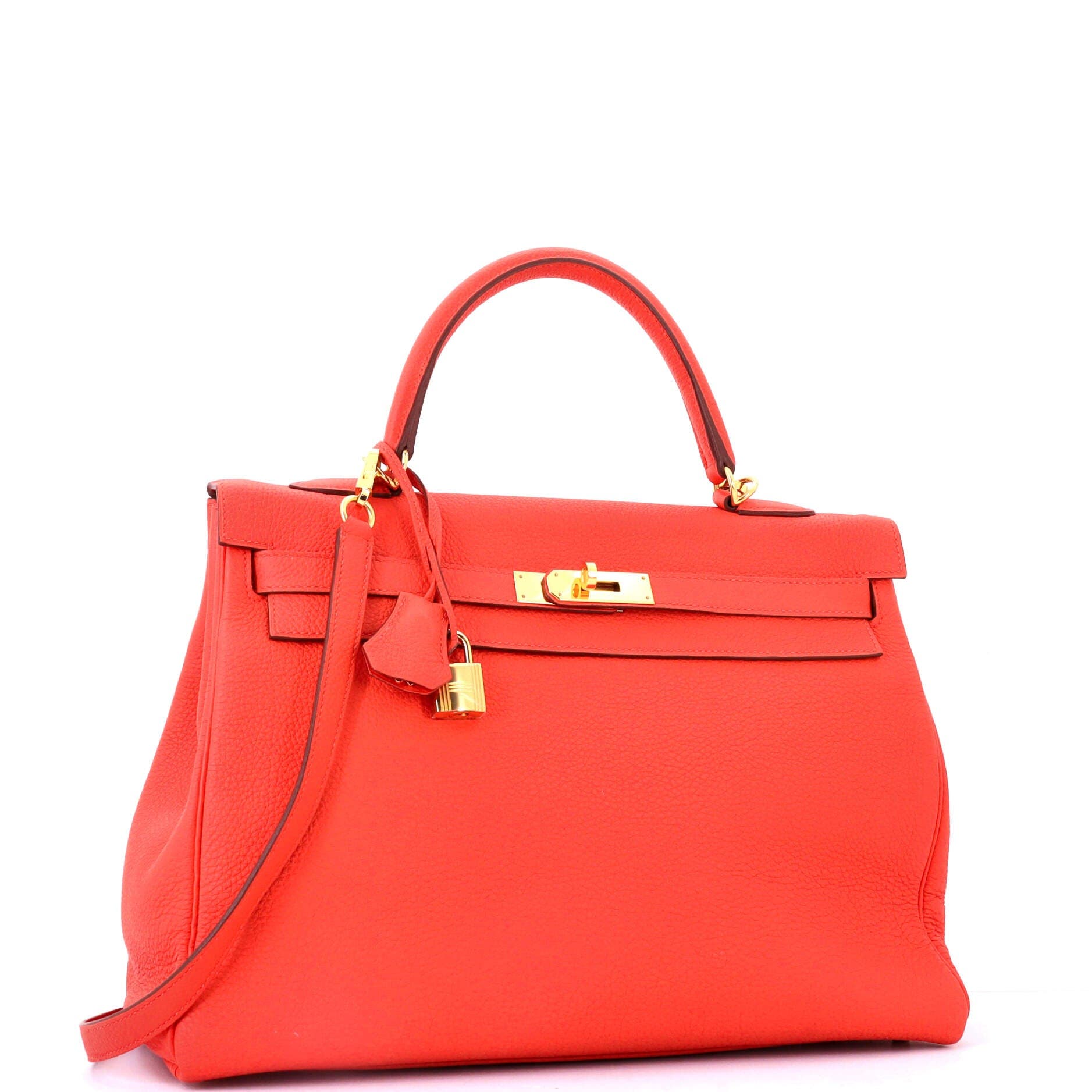 Pre-Owned Hermes Kelly Handbag Orange Togo with Gold Hardware 35, Alternate, color, Capucine