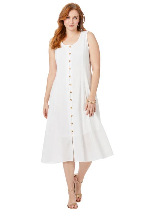 Button Down Gauze Dress (Plus)