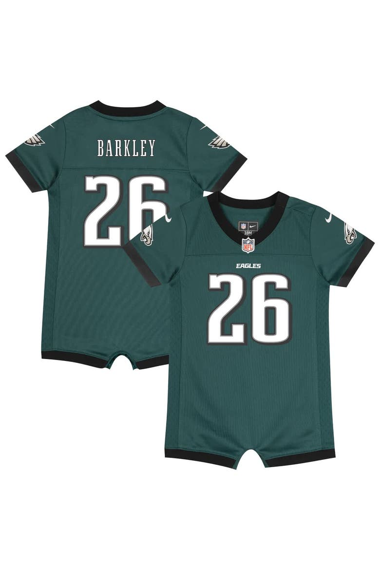 Newborn & Infant Nike Saquon Barkley Midnight Green Philadelphia Eagles Game Romper Jersey, Main, color, Green