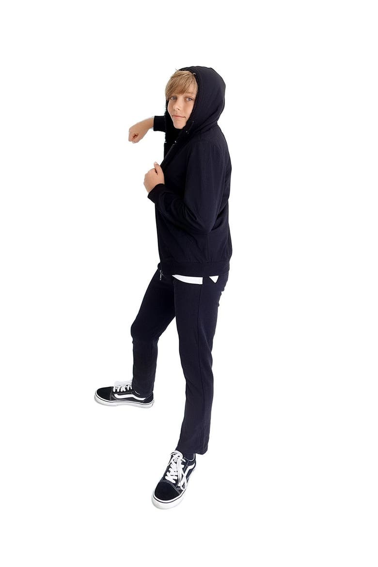 Zip-Up Hoodie with Faux Fur Lining, Alternate, color, Black