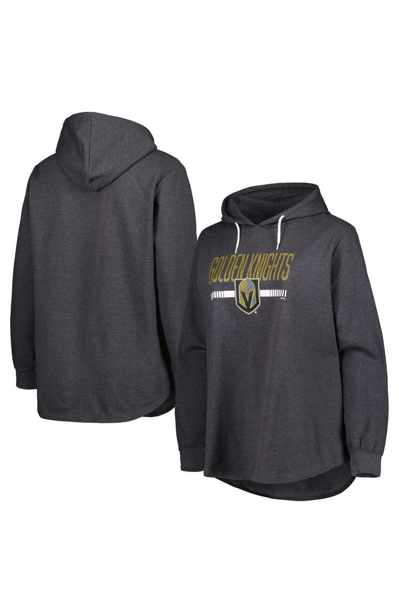 PROFILE Women's Heather Charcoal Vegas Golden Knights Plus Size Fleece Pullover Hoodie, Main, color, 