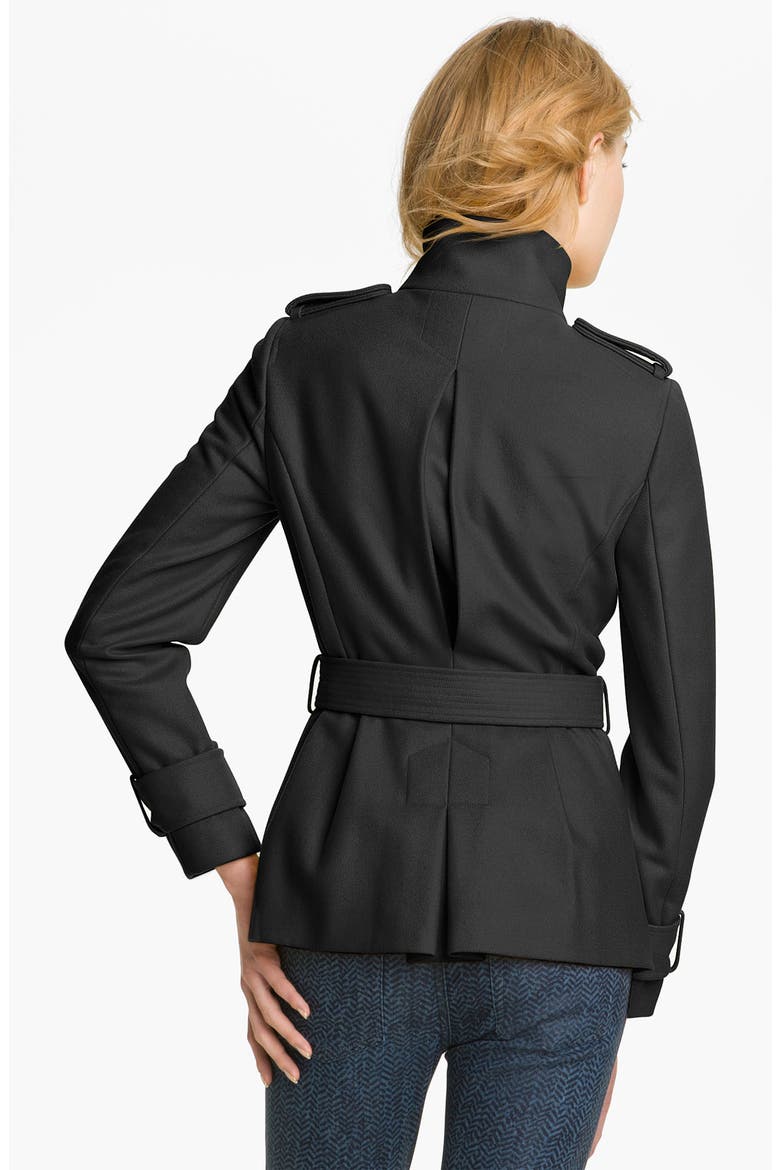 Funnel Neck Wool Blend Jacket, Alternate, color, BLACK