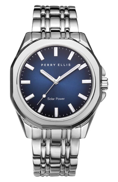 Solar Powered 3-Hand Quartz Bracelet Watch, 41mm