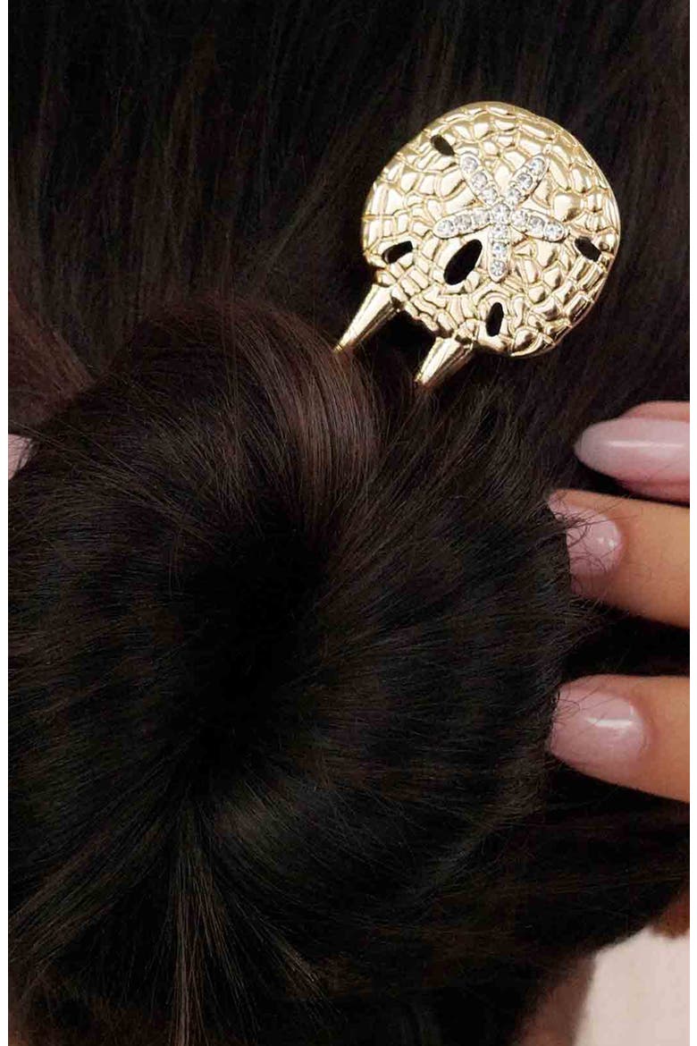 Sand Dollar Hair Pin, Alternate, color, GOLD