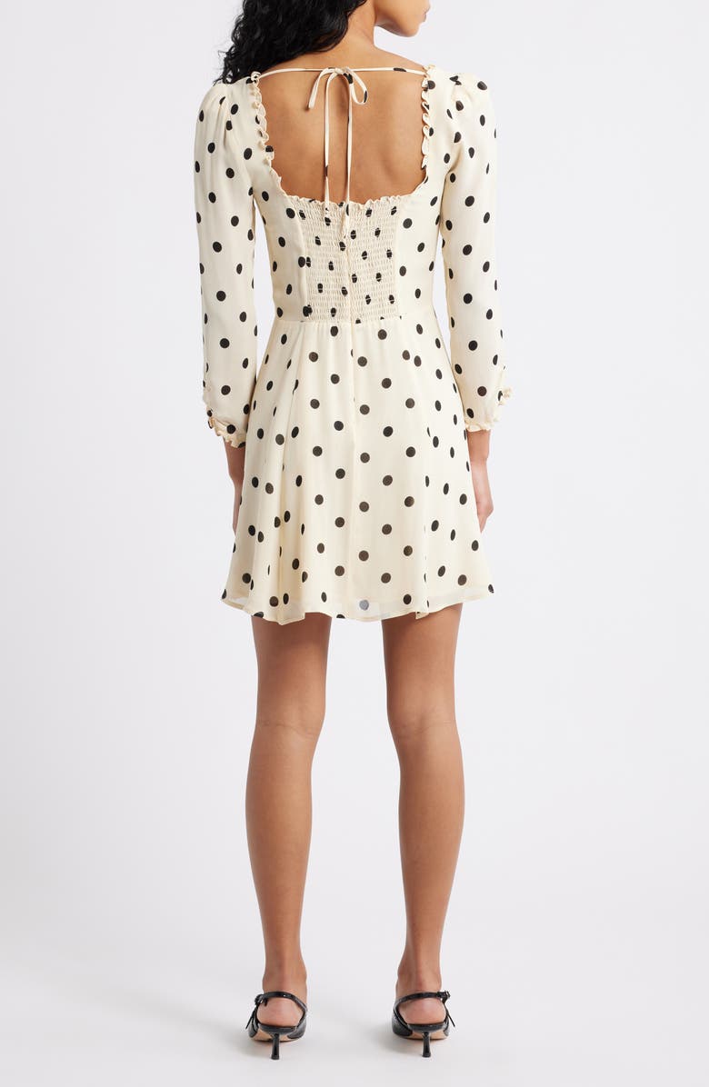 Reformation Remi Floral Long Sleeve Minidress, Alternate, color, Sundae Dot