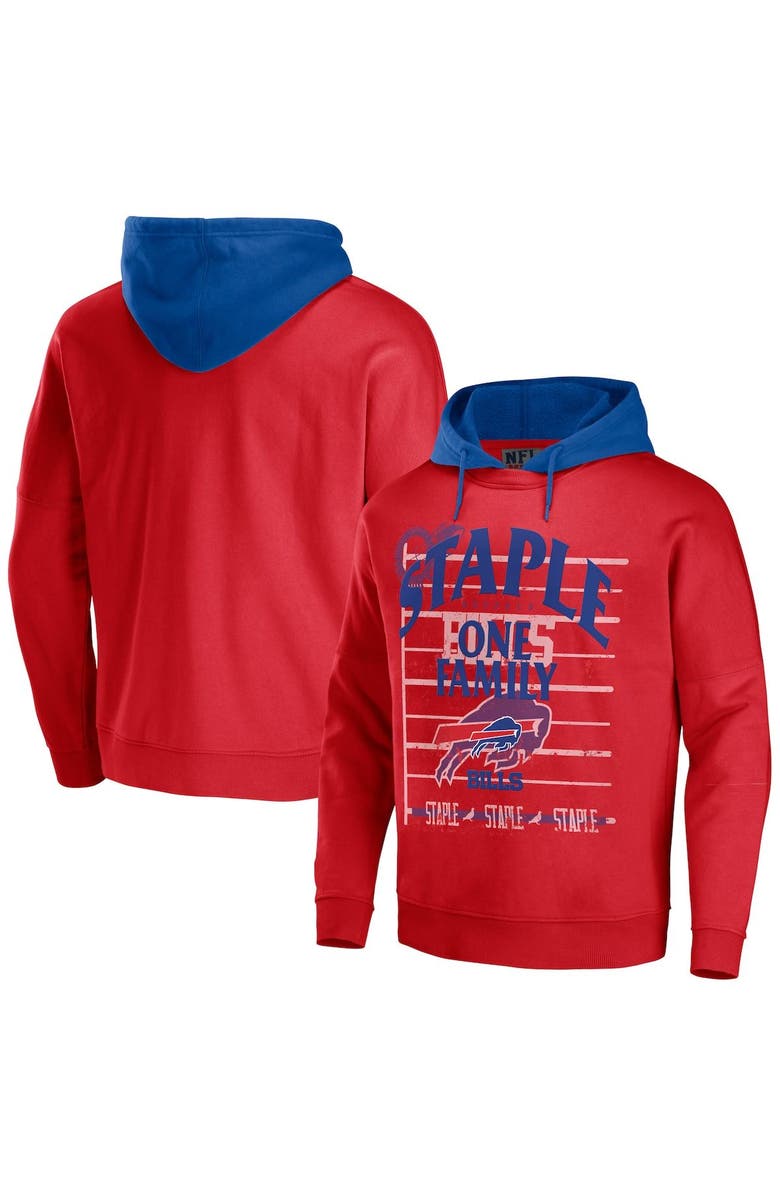 STAPLE Men's NFL x Staple Red Buffalo Bills Throwback Vintage Wash Pullover Hoodie, Main, color,