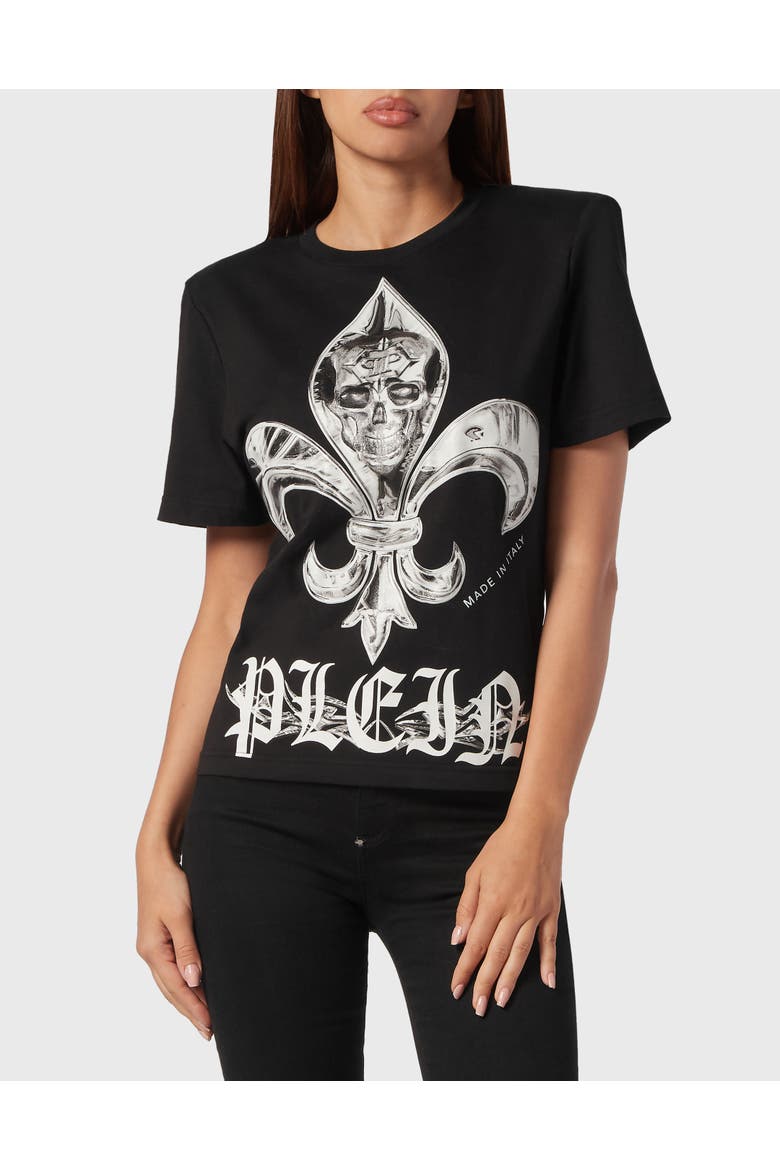 T-Shirt Round Neck Chrome Women, Main, color, black