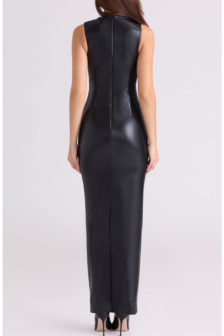 Maya Buttery Faux Leather Gown, Alternate, color, BLACK