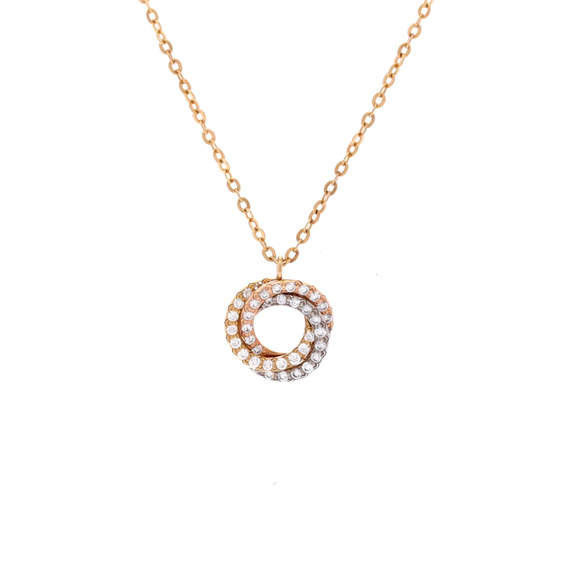 Trinity Choker Necklace 18K Tricolor Gold with Pave Diamonds, Main, color, Metallic Gold