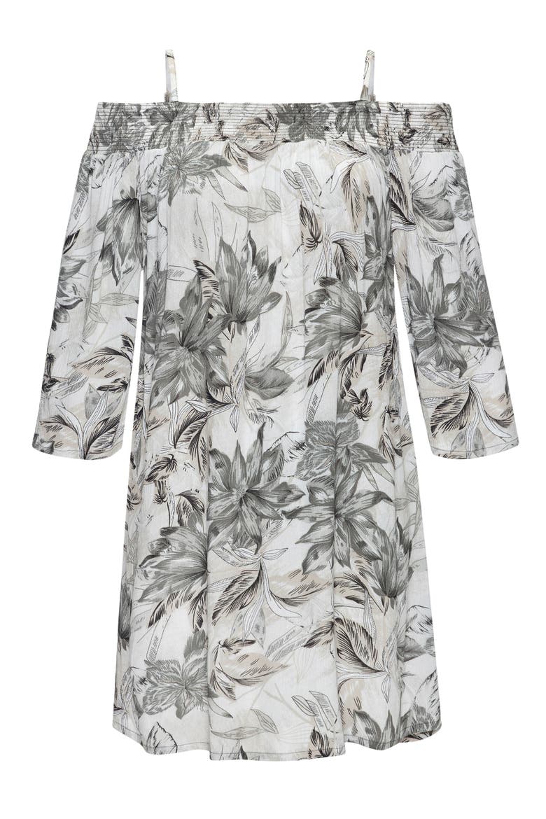 Off Shoulder Patterned Dress, Alternate, color, Black Printed