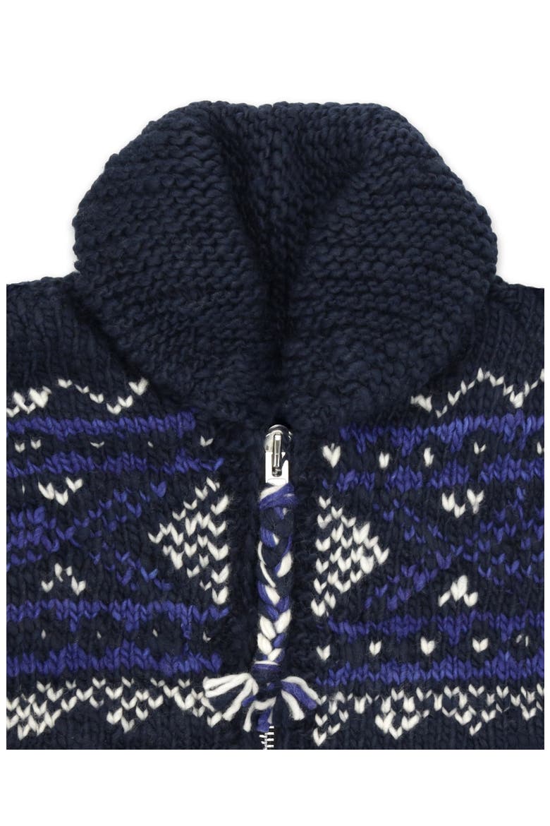 Navajo Pattern Merino Wool Cardigan, Alternate, color, Navy Blue