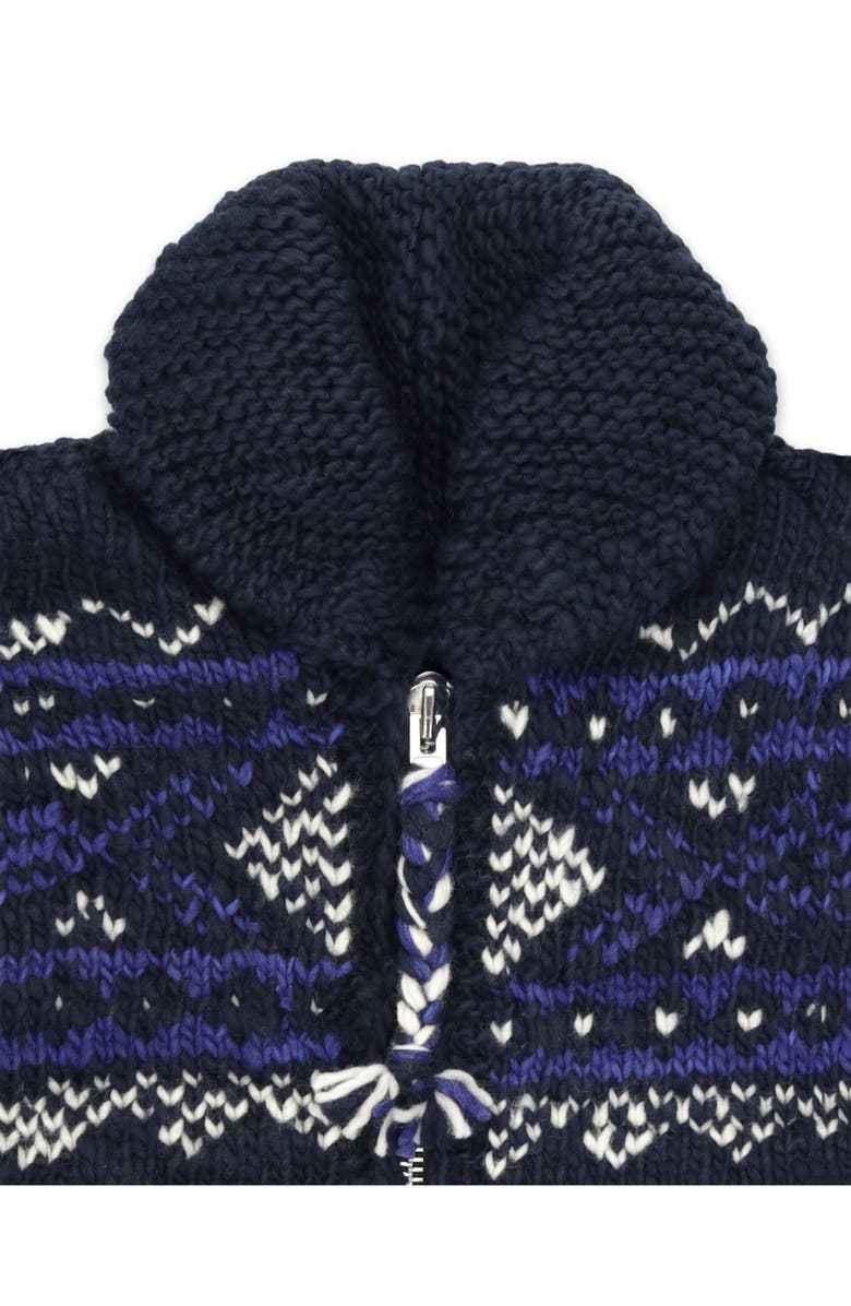 Fortela Navajo Pattern Merino Wool Cardigan, Alternate, color, Navy Blue