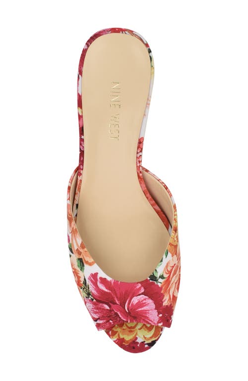 Nine West Lill Kitten Heel Pump In White Blooms Floral Multi