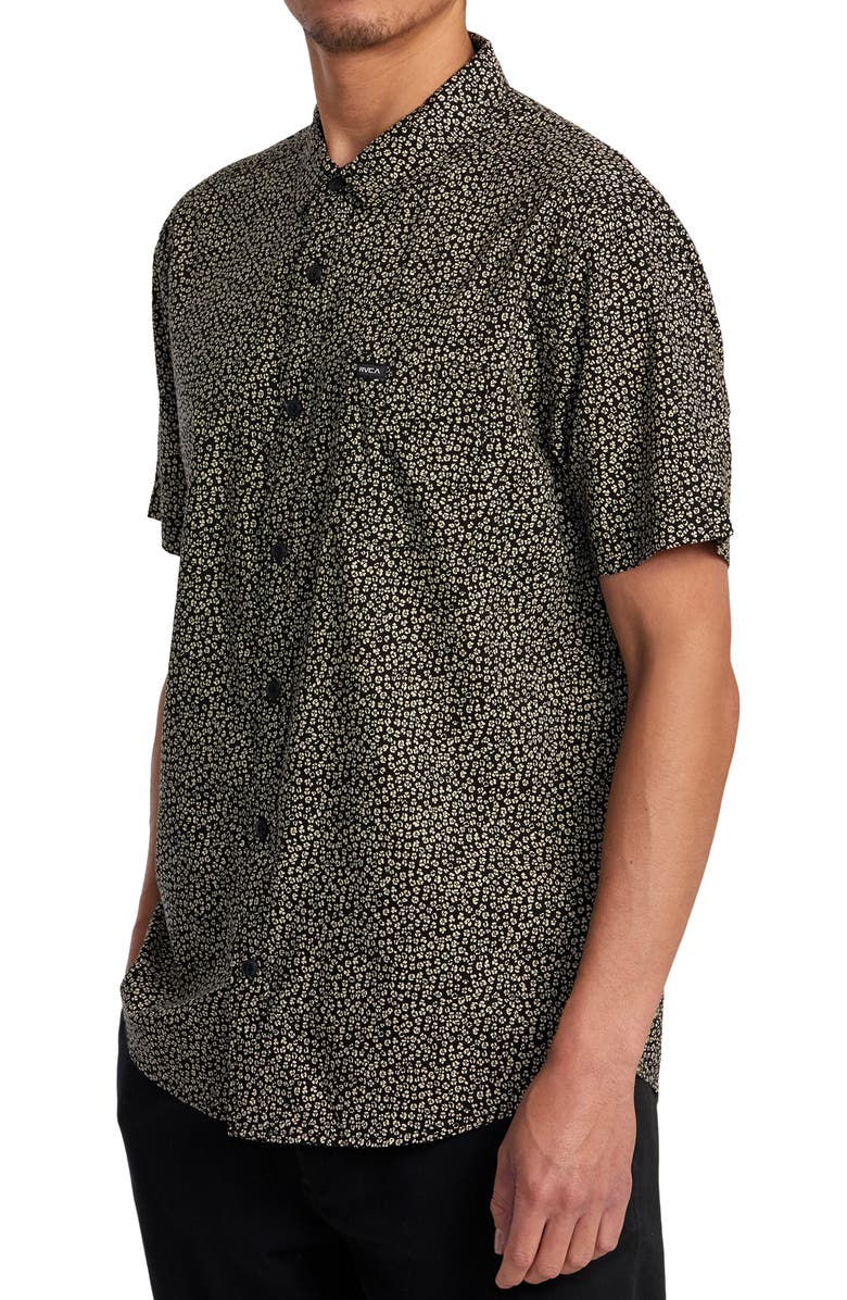 RVCA Morning Glory Floral Short Sleeve Button-Up Shirt, Alternate, color, 