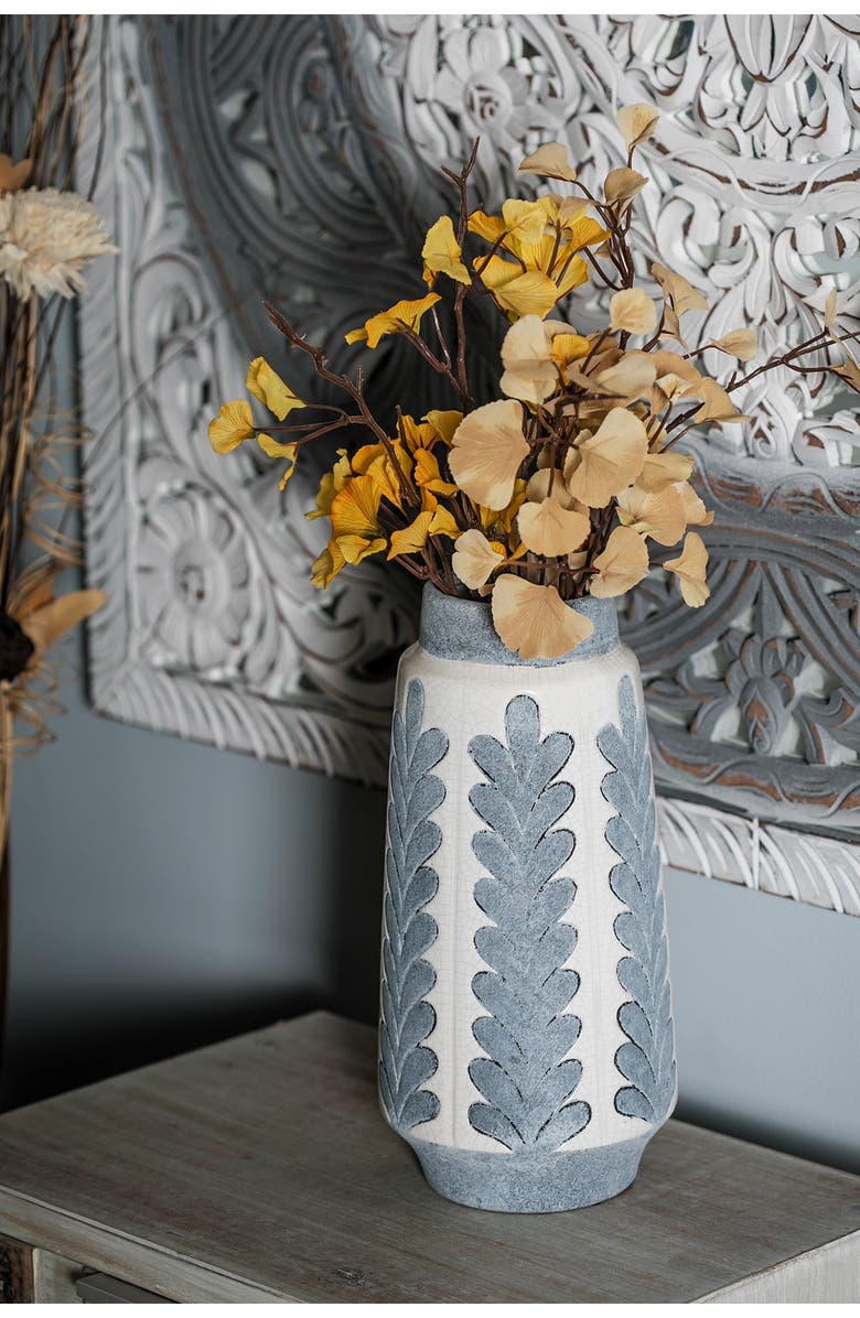 WILLOW ROW Natural 14" x 7" Gray Stoneware Decorative Vase, Main, color, 