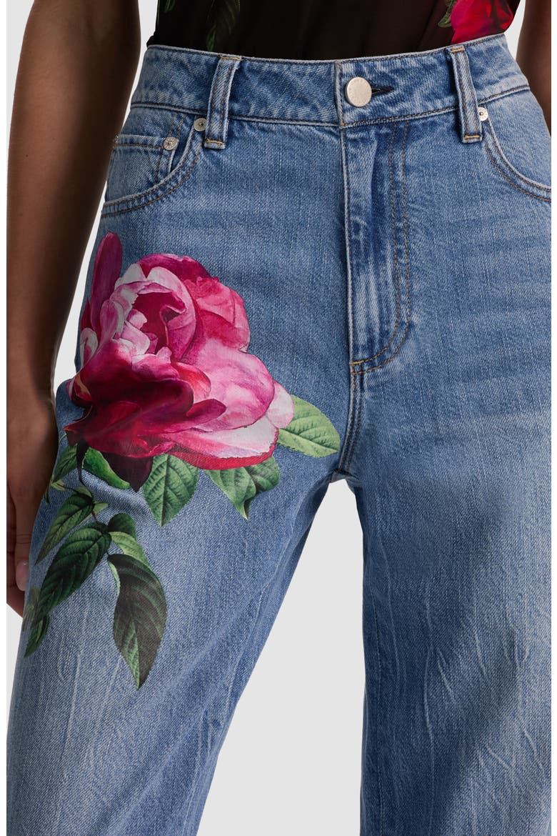 Chic Placed Floral Wide Leg Jeans, Alternate, color, DENVER BRIGHT BLUE BLOOM