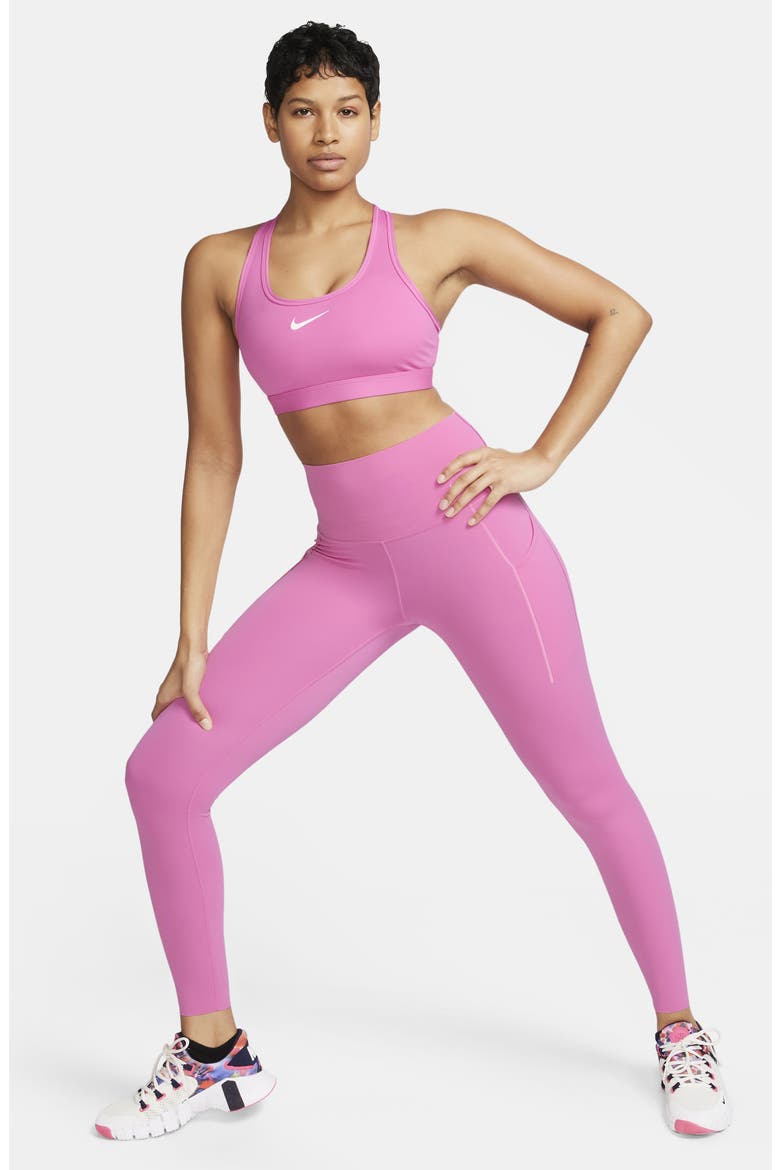 Dri-FIT Swoosh Medium Support Padded Sports Bra, Alternate, color, 675 PLAYFUL PINK/ WHITE