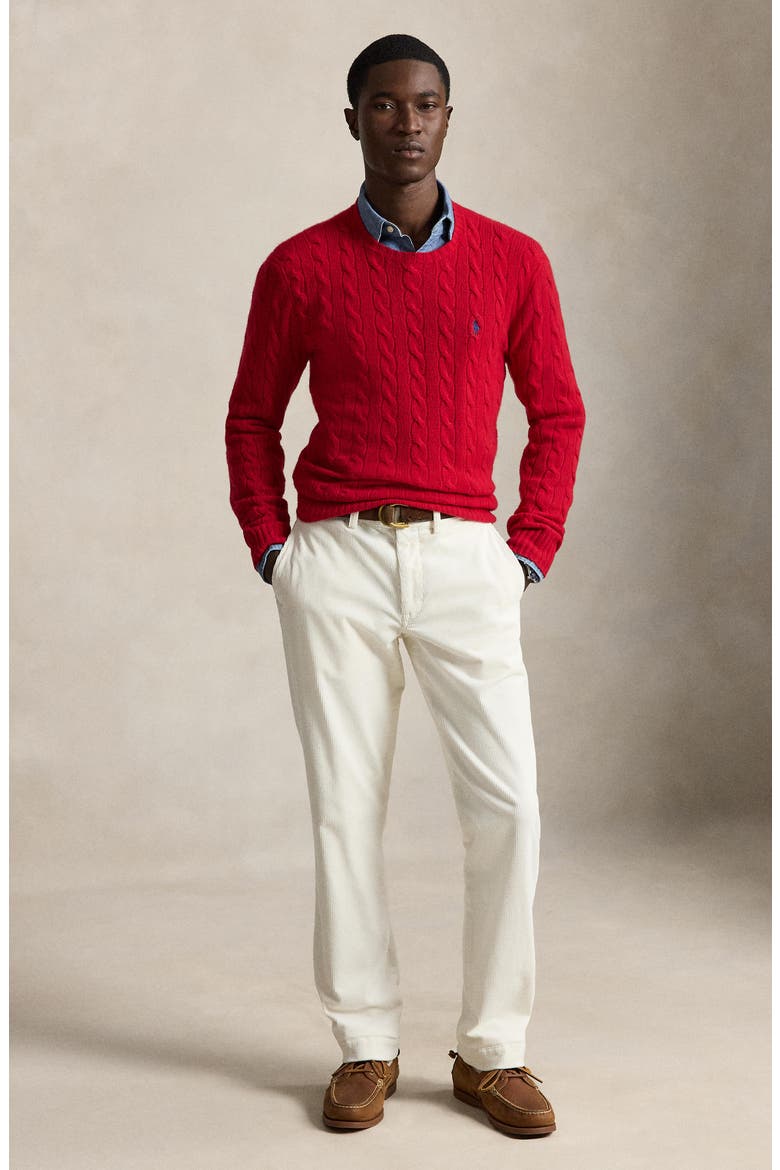 Wool & Cashmere Cable Knit Sweater, Alternate, color, RED