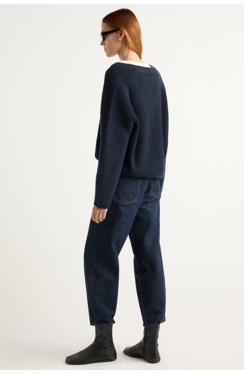 Modern Citizen Malala Organic Cotton-Wool Ottoman Sweater, Alternate, color, Navy