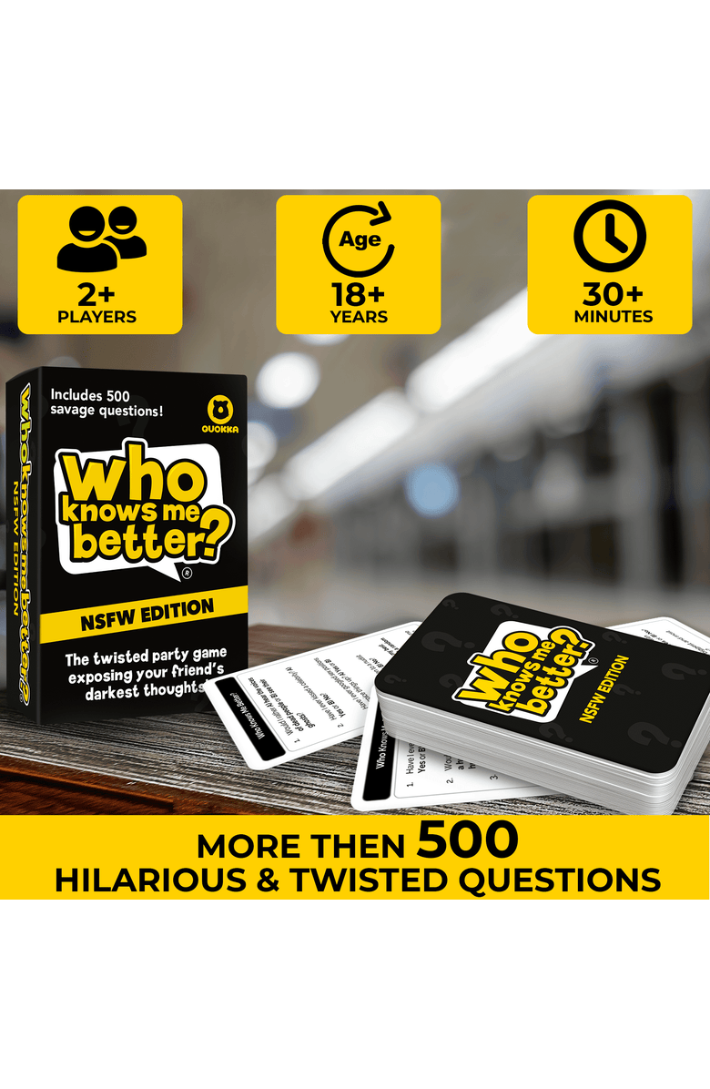 Quokka Who Knows Better? Trivia Card Games for Kids & Family, Alternate, color, Hot