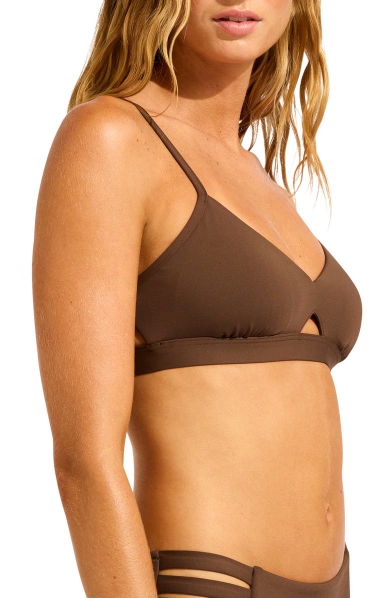 Seafolly Collective Hybrid Bikini Top, Alternate, color, Dark Chocolate