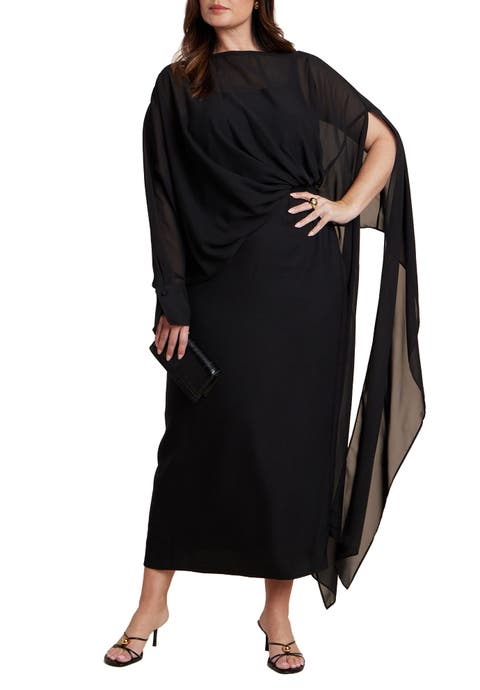 Flowy Sheer Cape Dress (Plus)
