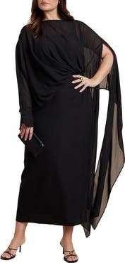 ELOQUII Flowy Sheer Cape Dress