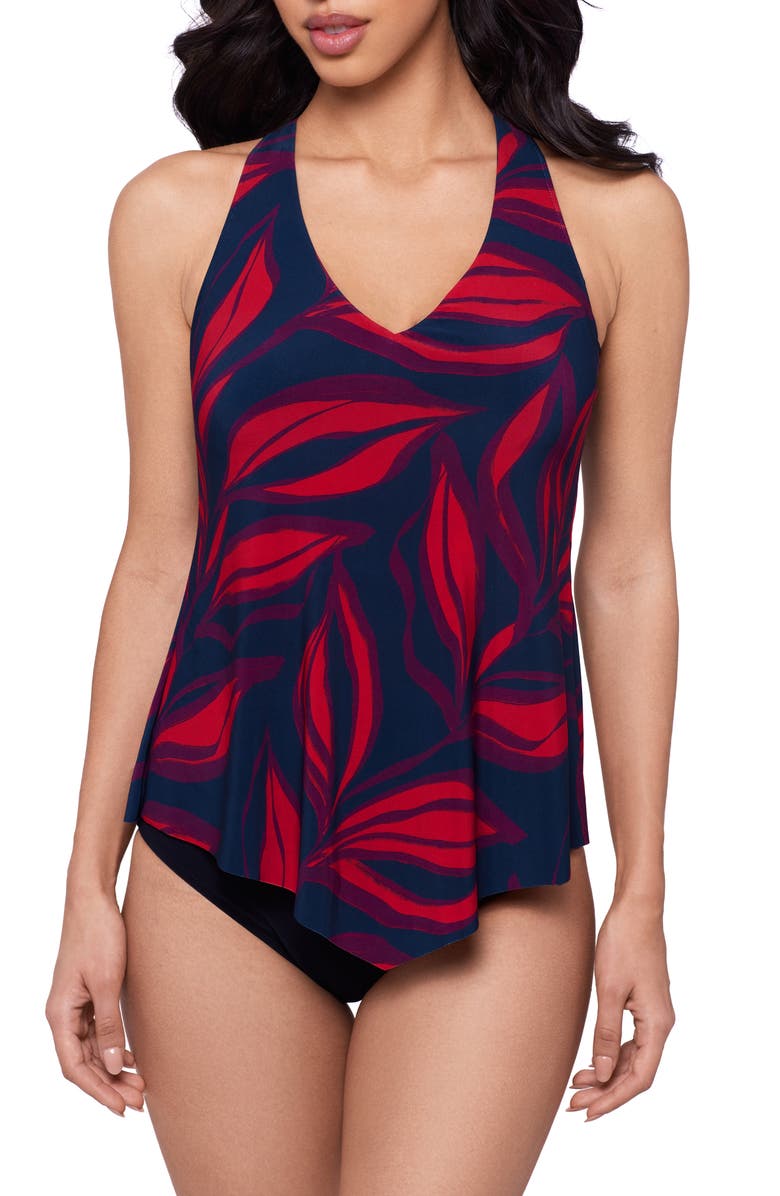 Magicsuit<sup>®</sup> Taylor Rossobleu Leaf Print Tankini Top, Main, color, Blue Multi