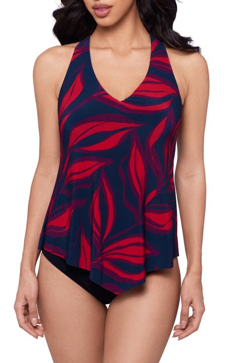 Taylor Rossobleu Leaf Print Tankini Top