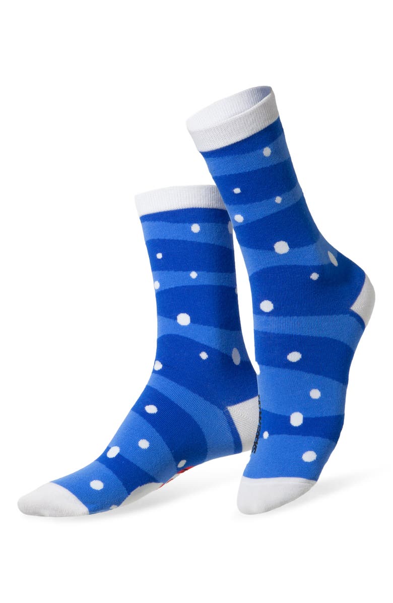 doiy Xmas Snowman Crew Socks, Main, color, Blue
