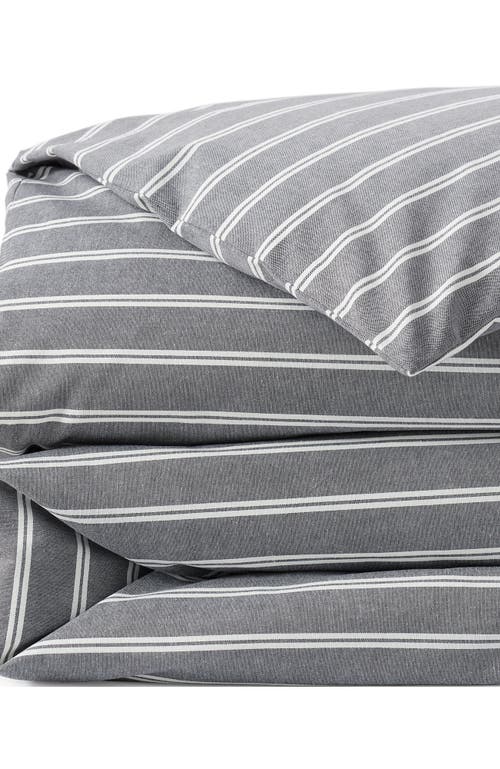 Lands' End Oxford Yarn Dyed Cotton Reversible Duvet Cover In Gray