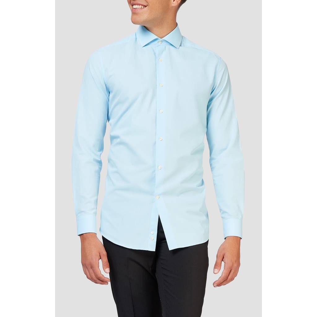 Opposuits Cool Blue Modern Tailored Fit Wrinkle Resistant Button-up Shirt In Blue