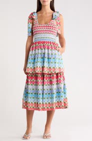 SUGARLIPS Berry Burst Kasia Sleeveless Smocked Midi Dress