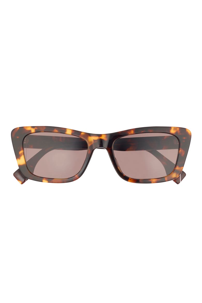 Lettering 53mm Cat Eye Sunglasses, Main, color, DARK HAVANA / GREEN